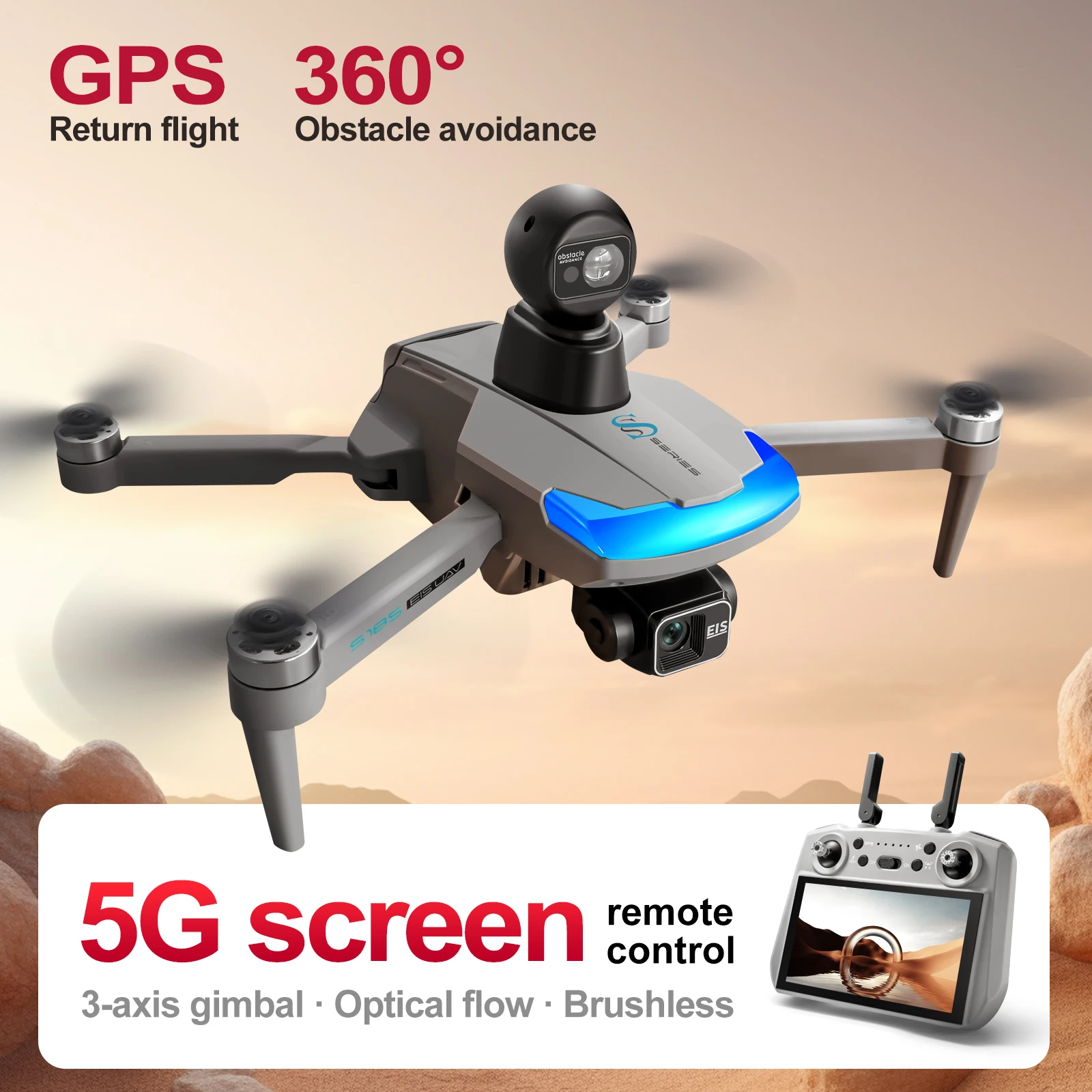 Drone Gimbal 3 Axis - S185 Drone professionale 2.7K HD doppia