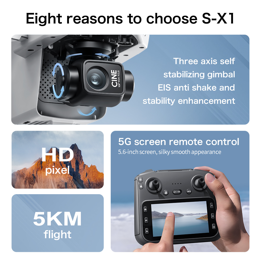 Drone GPS S-X1 MAX con giunto  - Drone Gimbal 3 Axis recensione e prezzo